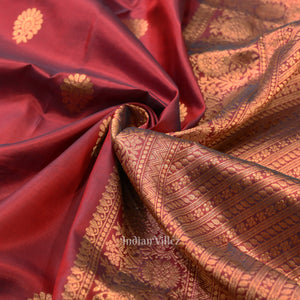 Rust Red Designer Katan Banarasi Silk Saree