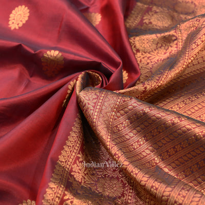 Rust Red Designer Katan Banarasi Silk Saree