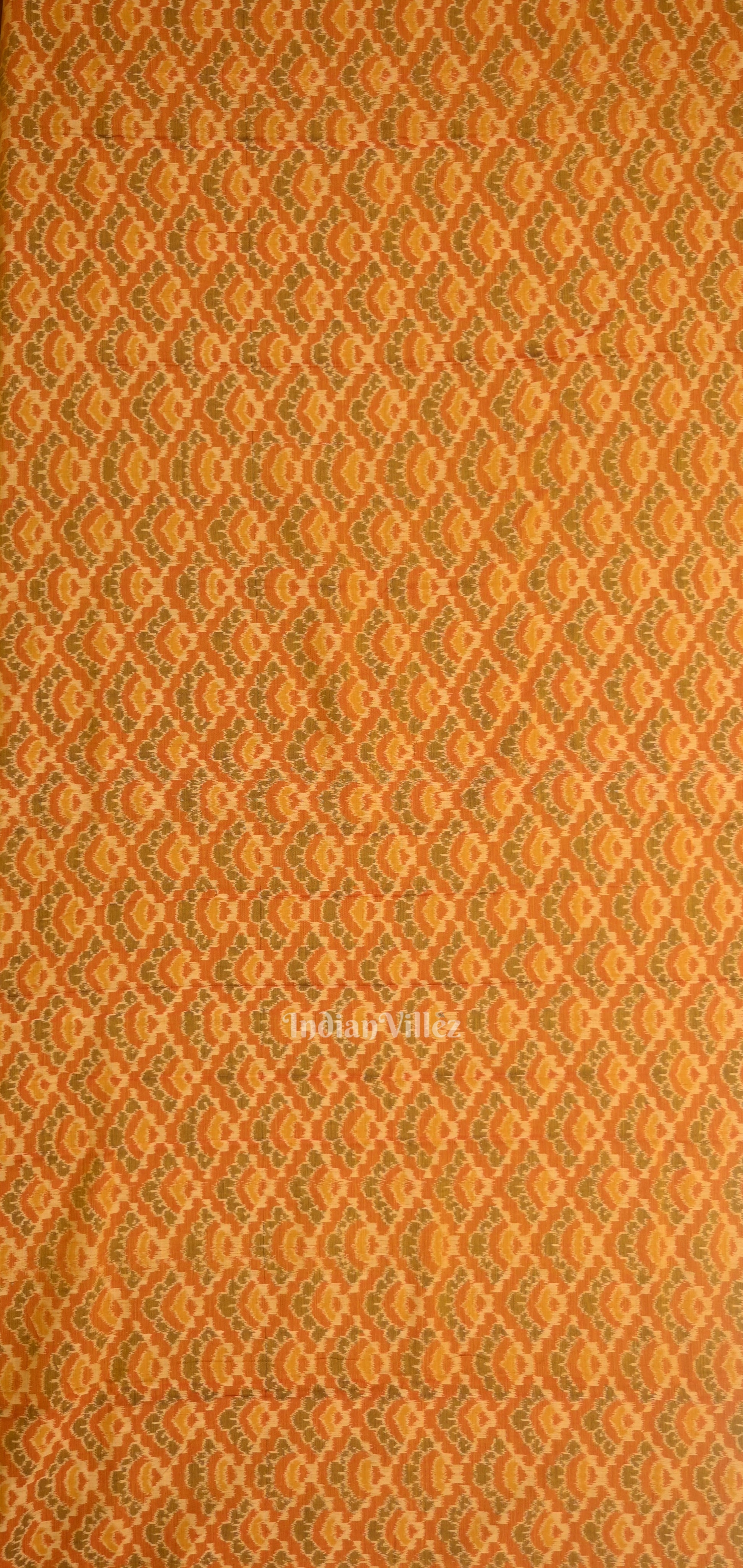 Orange Black Odisha Ikat Sambalpuri Dress Set & Dupatta