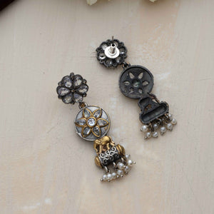 trueBrowns Silver Gold Tone Kundan Earrings