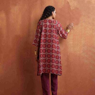 trueBrowns Beige Mandala Print Kurta Co-ord Set