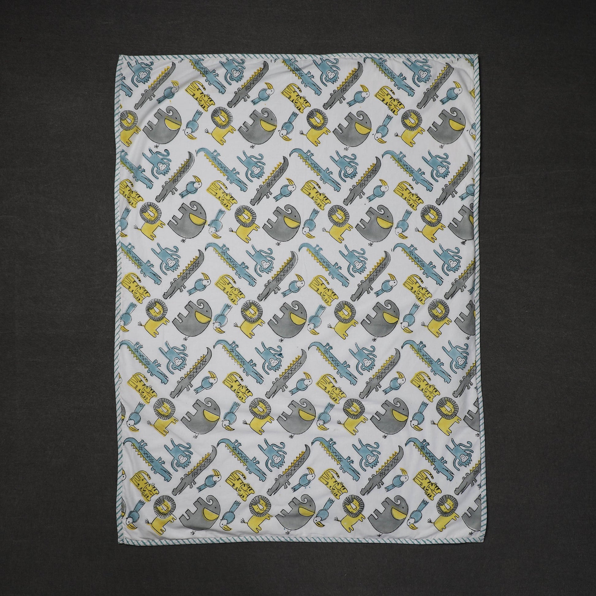 Block Printed Cotton Baby Terry/Hooded Towel 01
