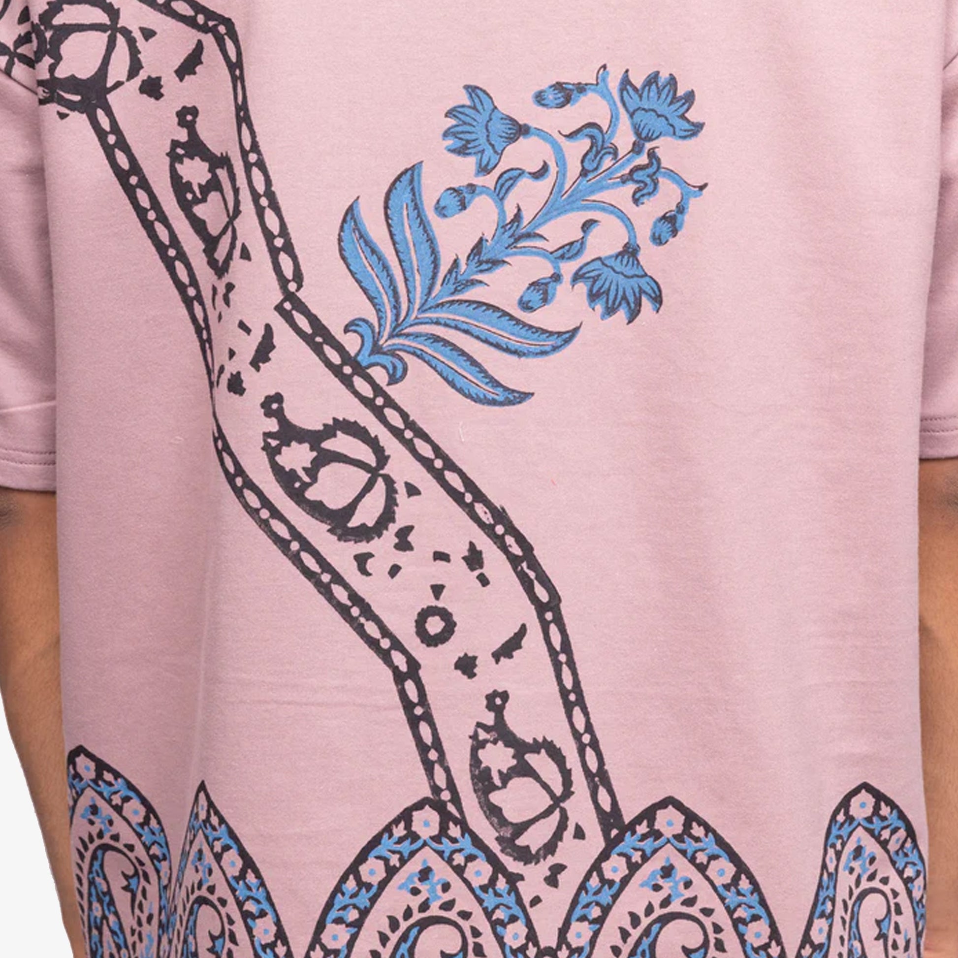 F A R A K | MAUVE BLOCK PRINTED T-SHIRT { PINK/PINK