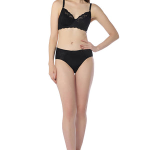 Luxe Support Non-Padded Wired Bra  - Black