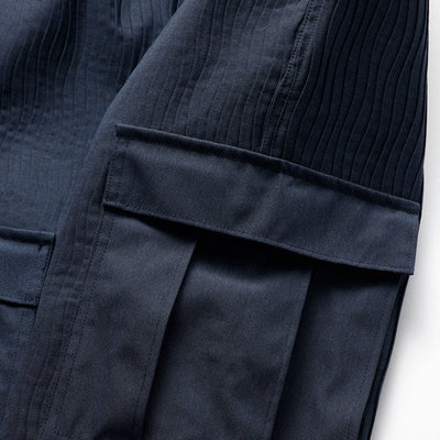 FDMTL | PLEATED CARGO PANTS  { NAVY