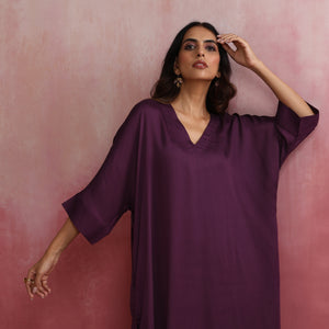 trueBrowns Purple Modal Kimono Kurta Set