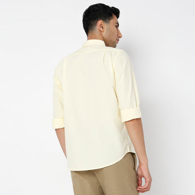 Men's Yellow Linen Casual Shirt