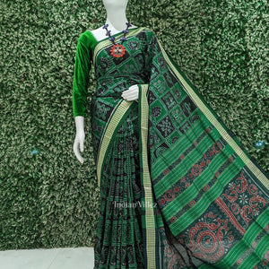 Green Black Nabakothi Odisha Ikat Sambalpuri Silk Saree
