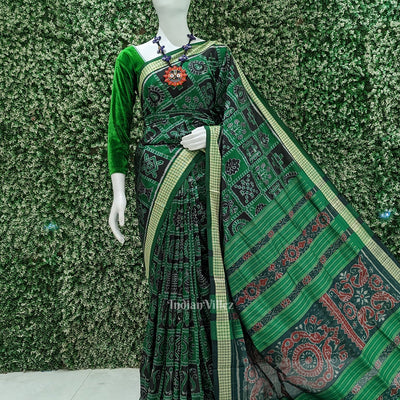 Green Black Nabakothi Odisha Ikat Sambalpuri Silk Saree