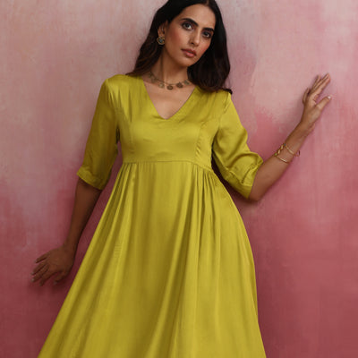 trueBrowns Modal Lime Green Dress