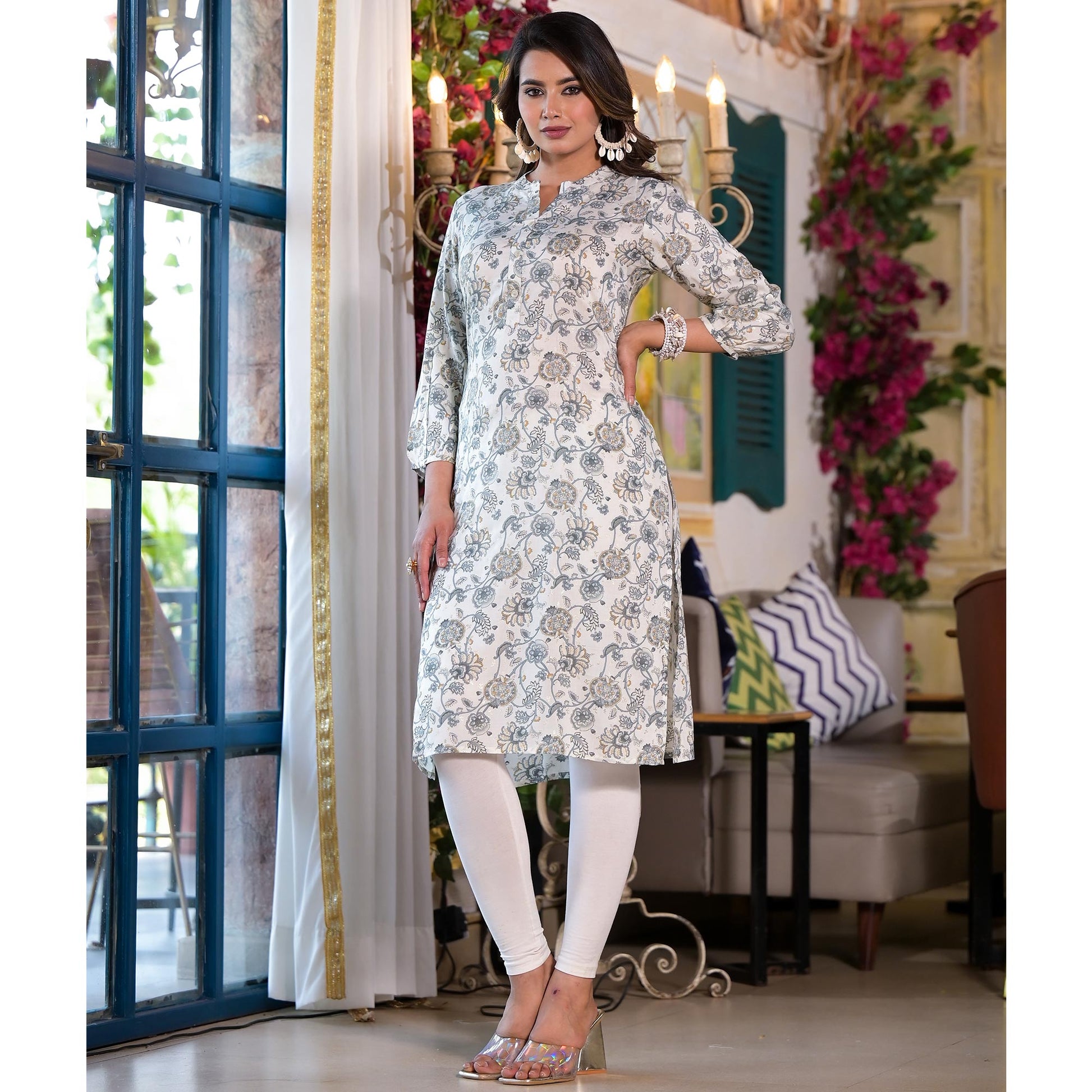 grey-floral-foil-printed-chanderi-silk-kurti