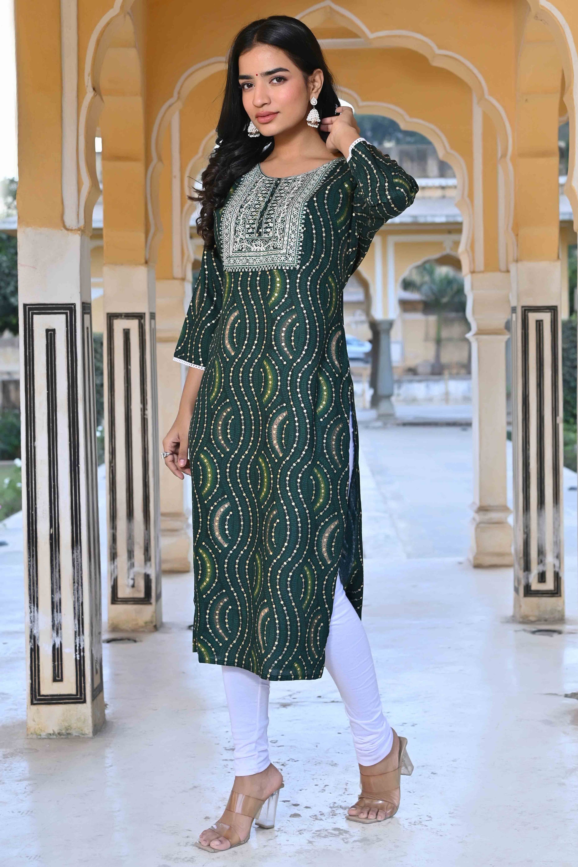 green-foil-printed-rayon-straight-kurti