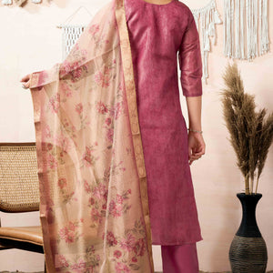 Mauve Sequins Embroidered Shimmer Straight Salwar Suit