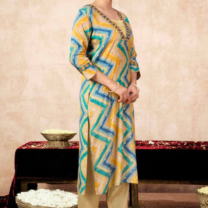 Morpich Embroidery With Printed Muslin Straight Salwar Suit