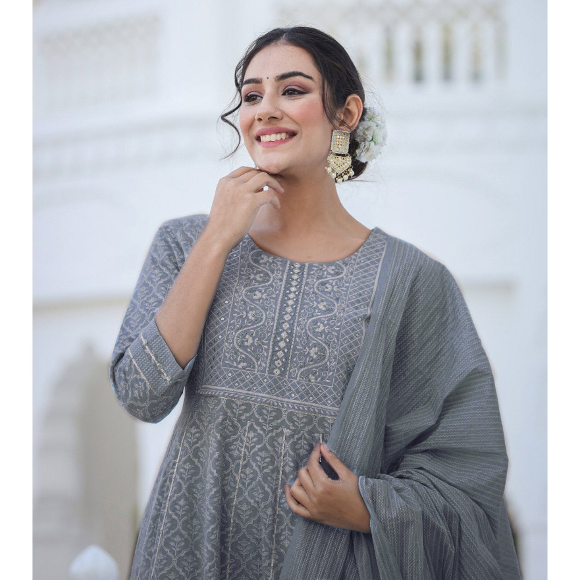 grey-jaipuri-print-with-gota-work-pure-cotton-anarkali-suit