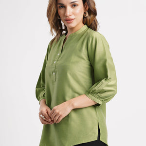 green-solid-poly-chinon-straight-top