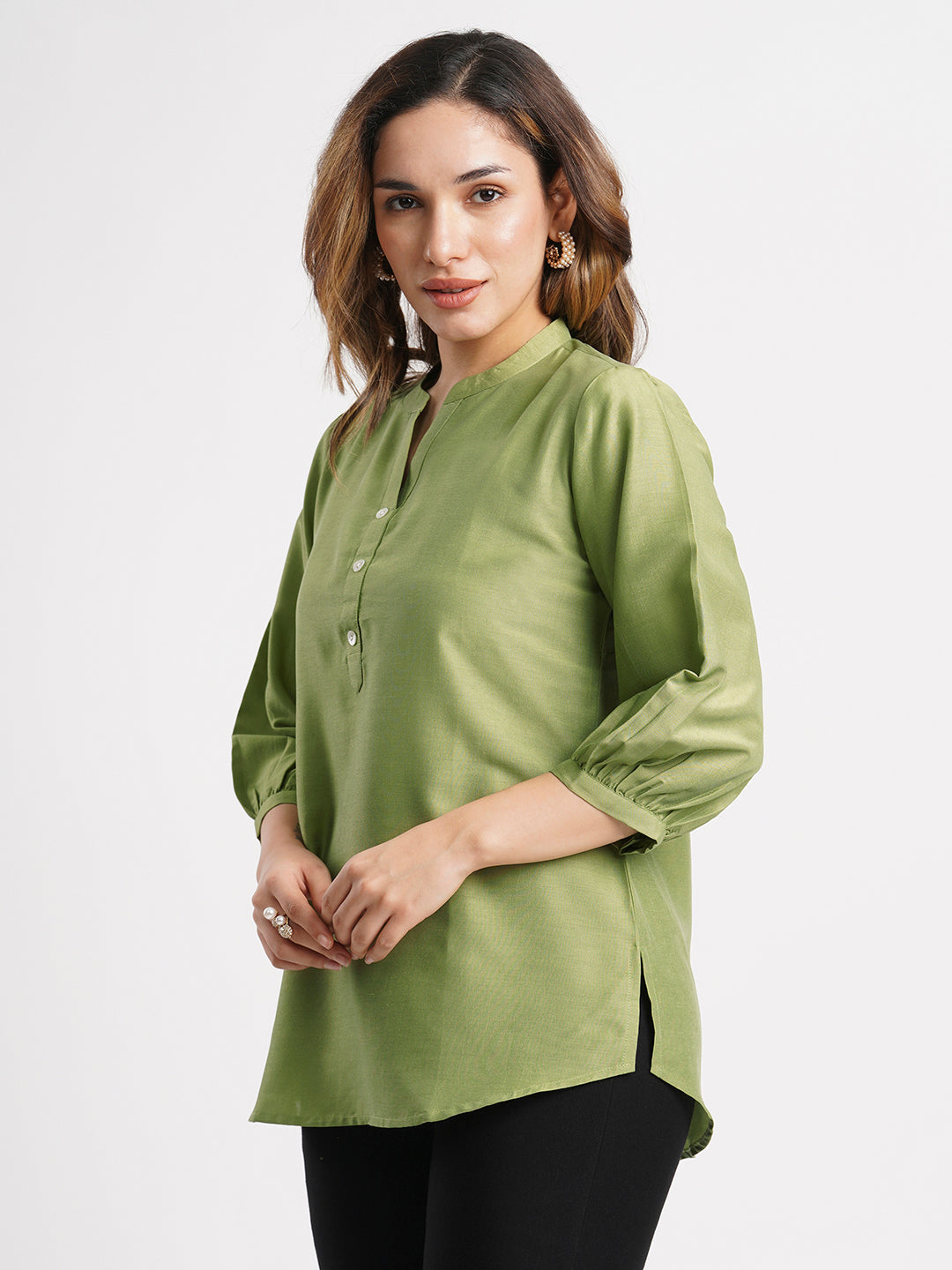 green-solid-poly-chinon-straight-top