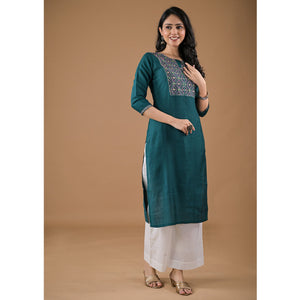 green-yoke-embroidered-pure-cotton-straight-kurti