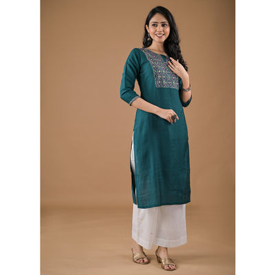 green-yoke-embroidered-pure-cotton-straight-kurti