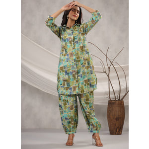 green-geometric-printed-muslin-co-ord-set