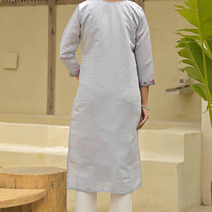grey-floral-embroidered-chanderi-straight-kurti-with-handwork