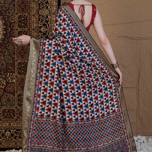 Multicolor Geometric Printed Viscose Saree