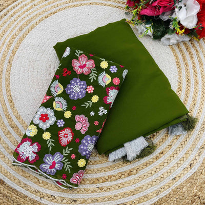 green-solid-georgette-saree-with-with-tassels