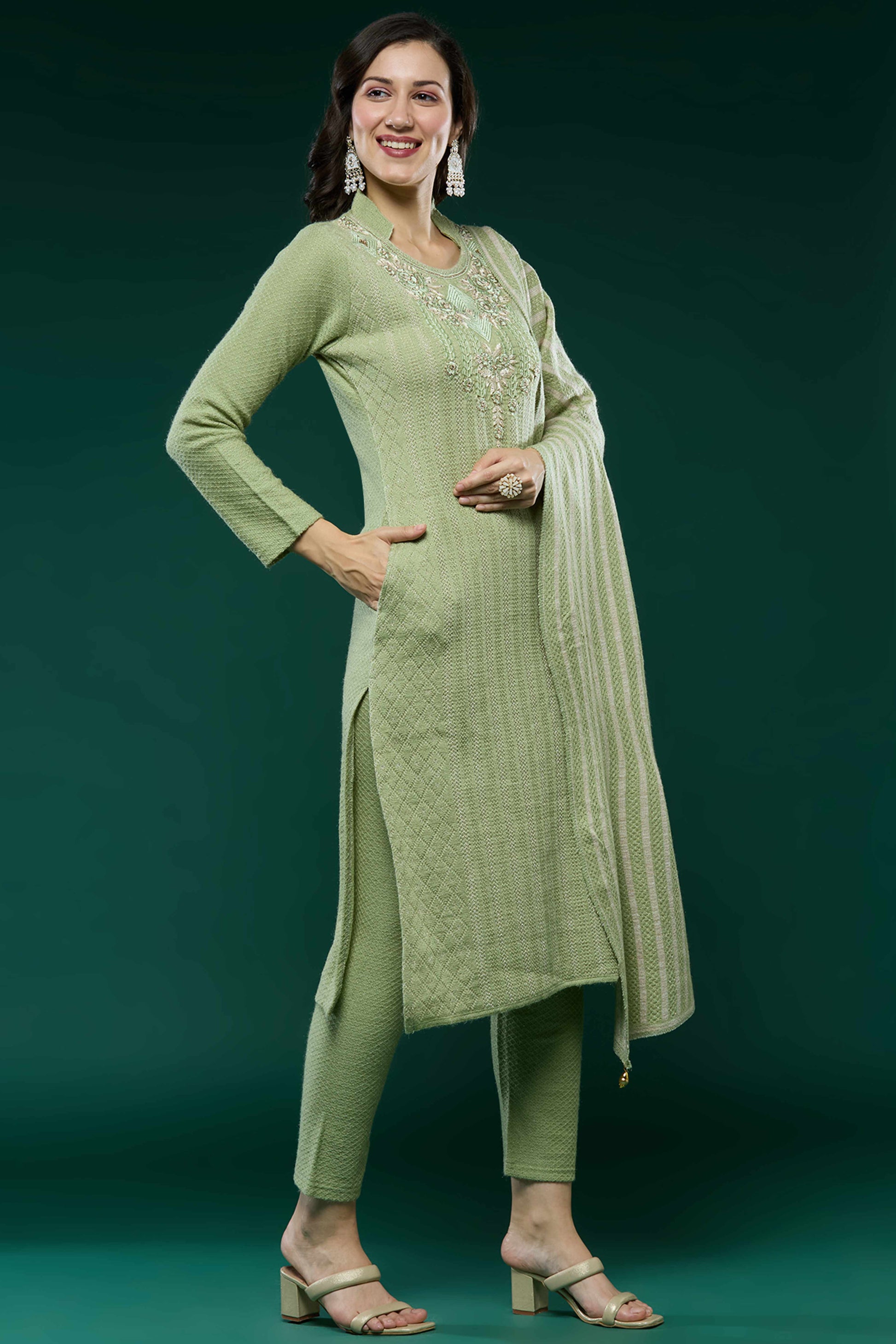 green-embroidered-woolen-straight-salwar-suit