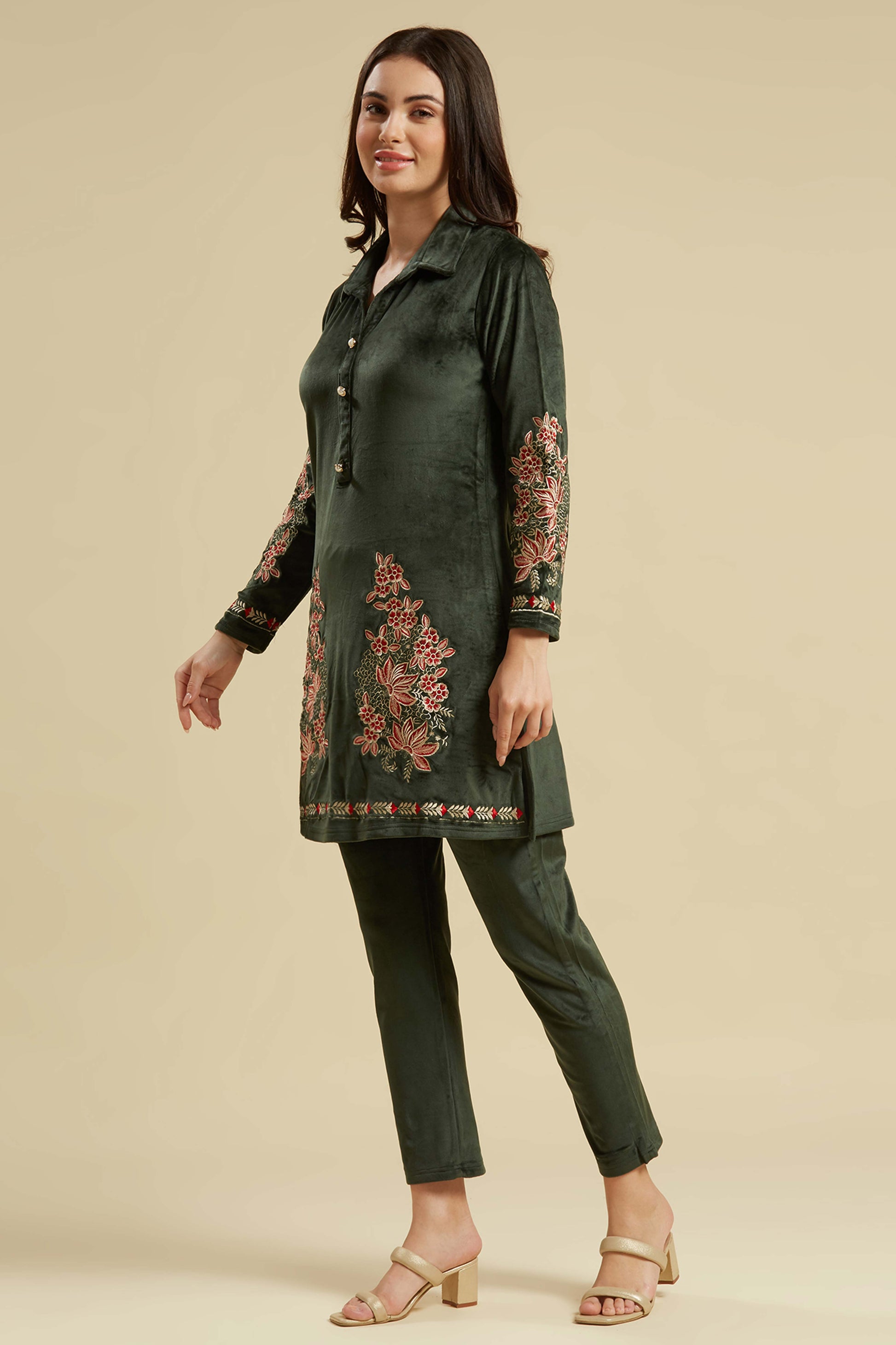 green-embroidered-velvet-straight-top-bottom-set