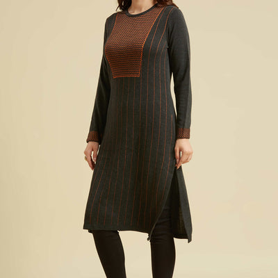 Grey Woolen Straight Kurti
