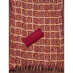 Gajari Pink Floral Sequins Embroidered Cotton Silk Dress Material