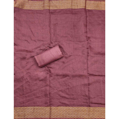 Dusty Rose Pink Floral Sequins Embroidered Cotton Silk Dress Material