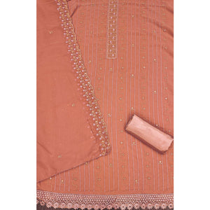 Dusty Orange Sequins Embroidered Georgette Dress Material