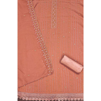 Dusty Orange Sequins Embroidered Georgette Dress Material