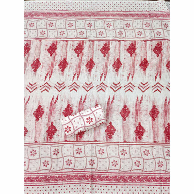 Gajari Pink Printed With Embroidered Cotton Blend Dress Material