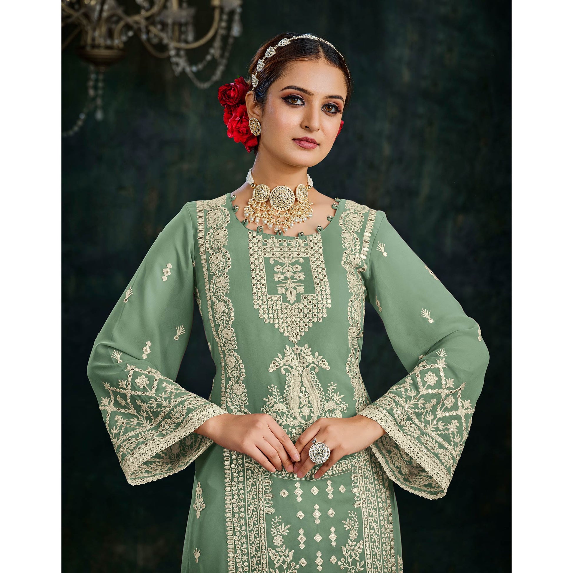 green-floral-embroidered-georgette-semi-stitched-palazzo-suit