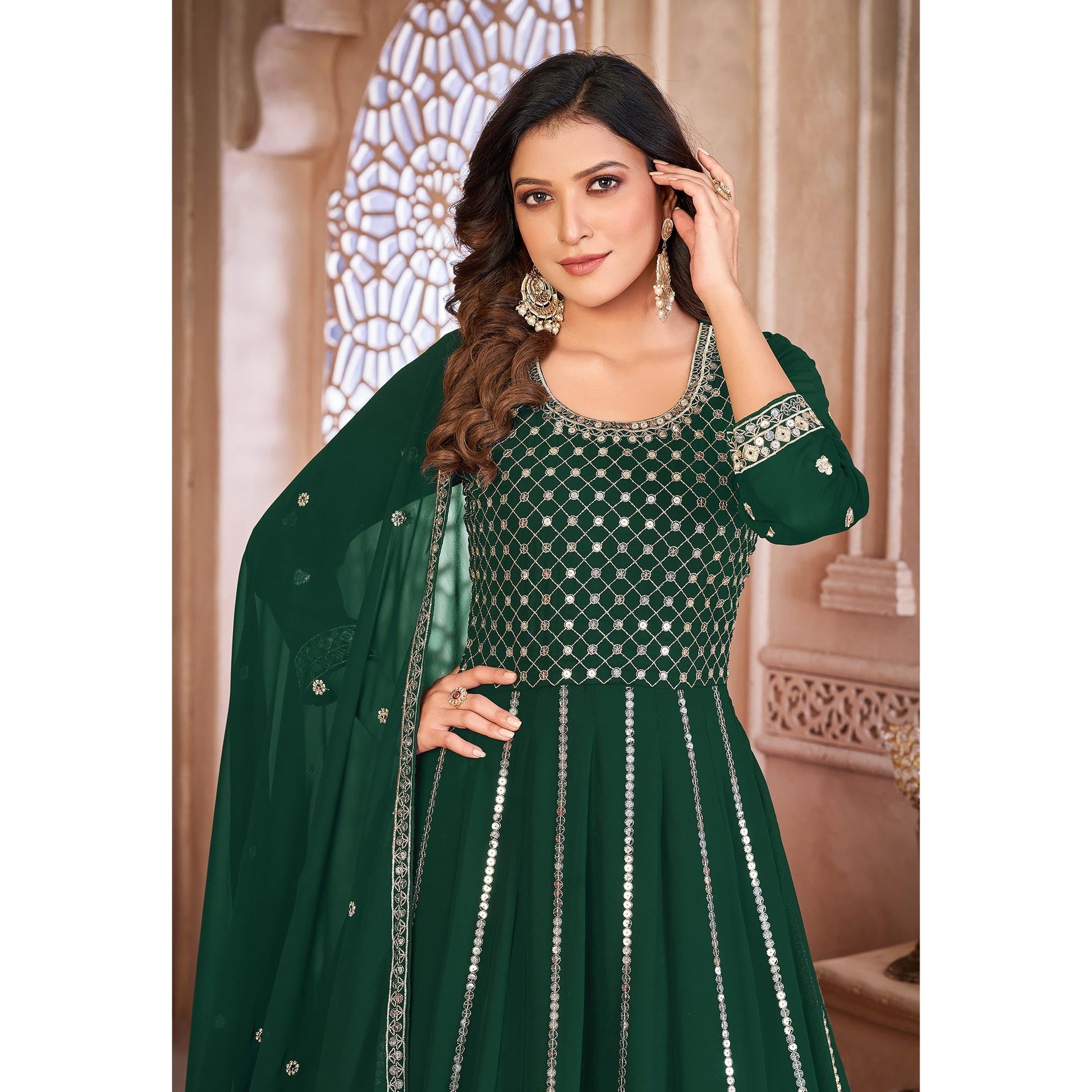 green-floral-sequins-embroidered-georgette-semi-stitched-anarkali-suit-1