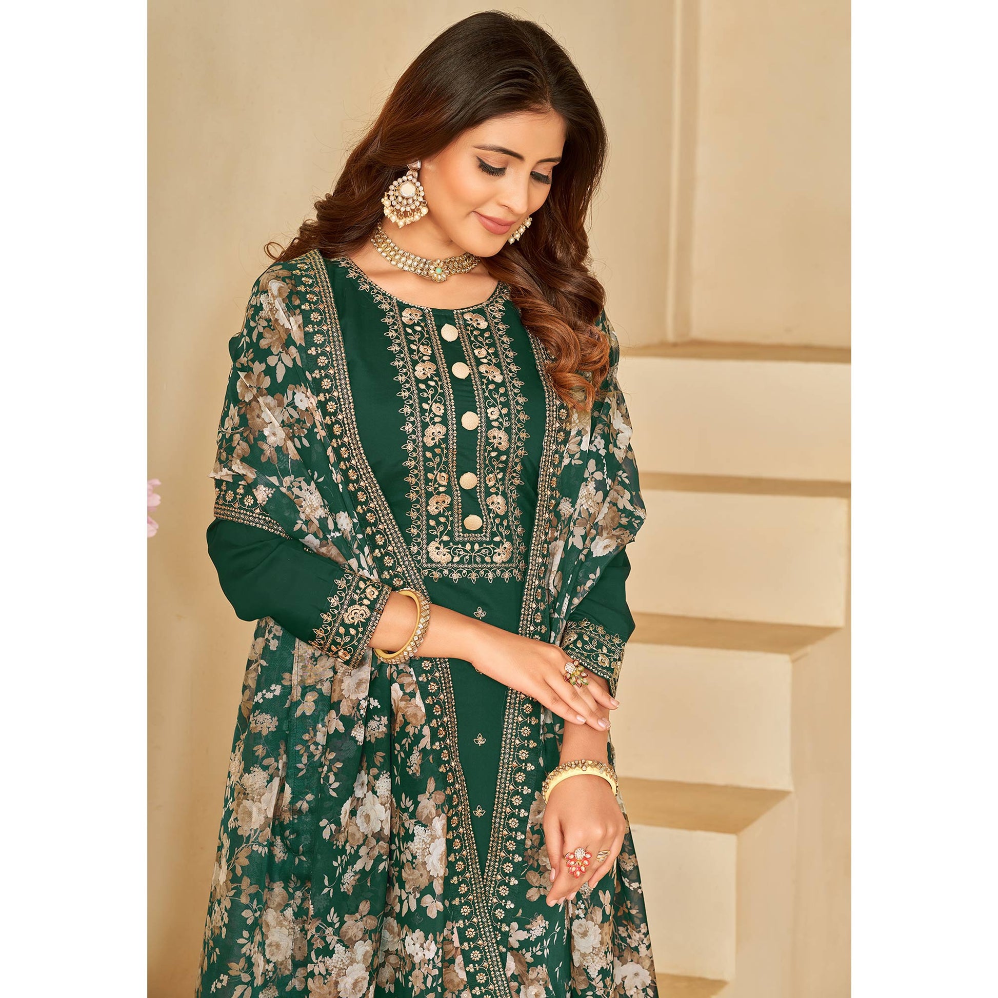 green-embroidered-pure-silk-semi-stitched-suit