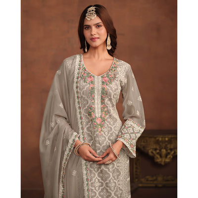 grey-floral-embroidered-organza-semi-stitched-suit-1