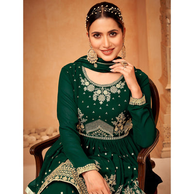 green-floral-sequin-embroidered-georgette-semi-stitched-suit