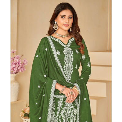 green-floral-embroidered-art-silk-semi-stitched-palazzo-suit