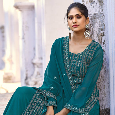 Morpich Floral Embroidered Art Silk Suit