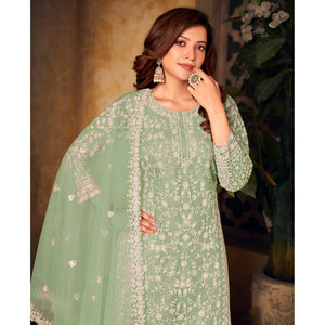 green-floral-embroidered-net-semi-stitched-suit