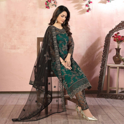 green-floral-embroidered-net-semi-stitched-suit-1