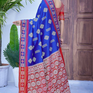 Blue Zari Weaving Cotton Silk Saree