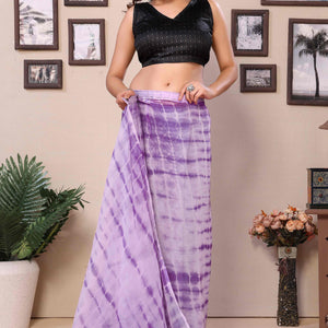 Lavender Shibori Printed Georgette Ready To Wear Saree