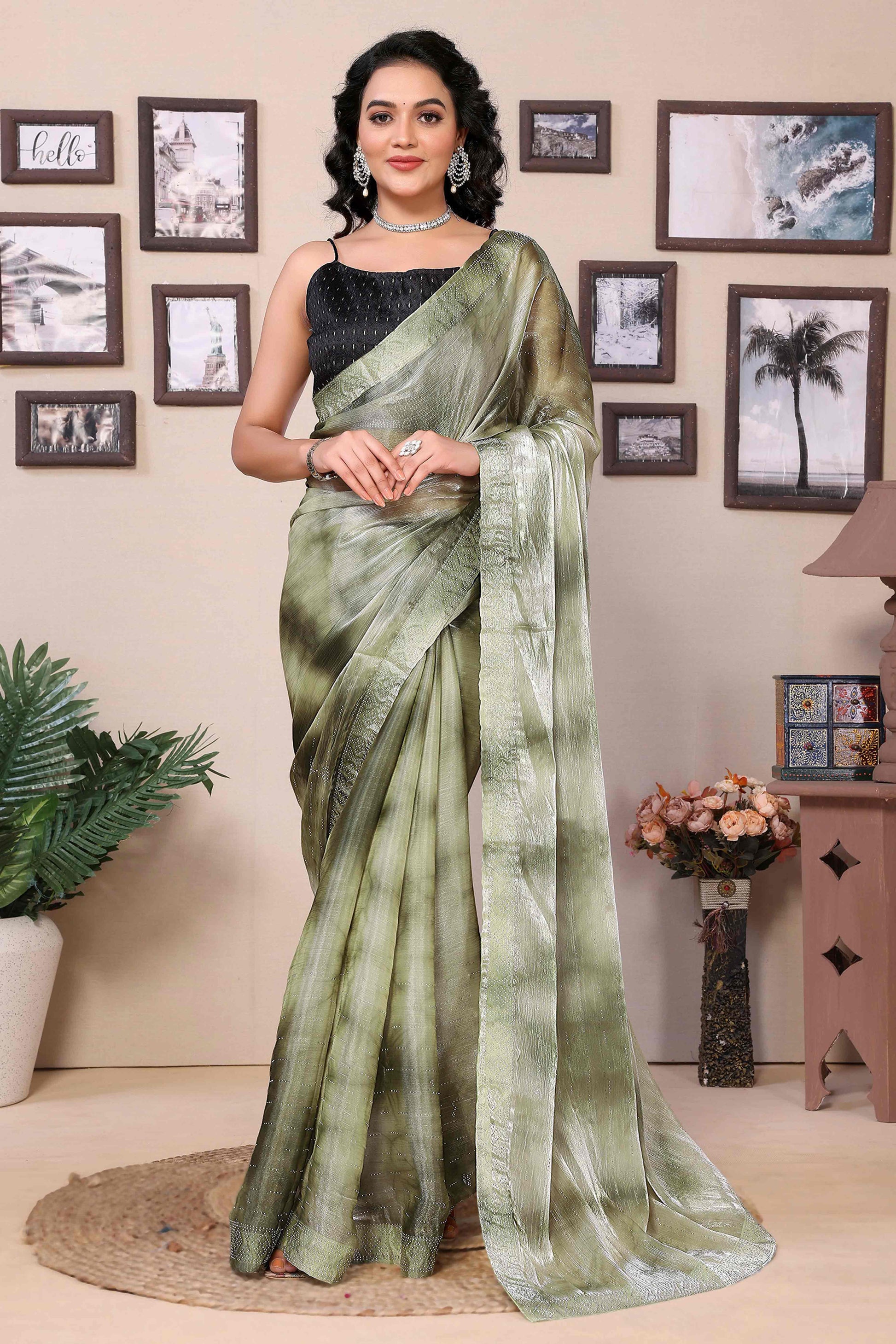 green-printed-with-diamond-work-zimmi-choo-organza-ready-to-wear-saree