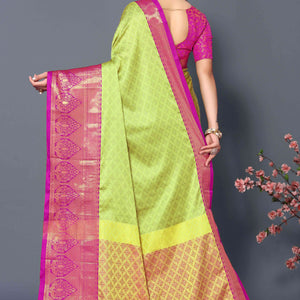 Light Yellow Zari Weaving Cotton Silk Saree