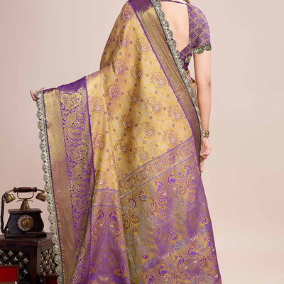 Dark Beige Zari Weaving Kanjivaram Silk Saree