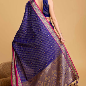 Blue Zari Weaving Banarasi Silk Saree